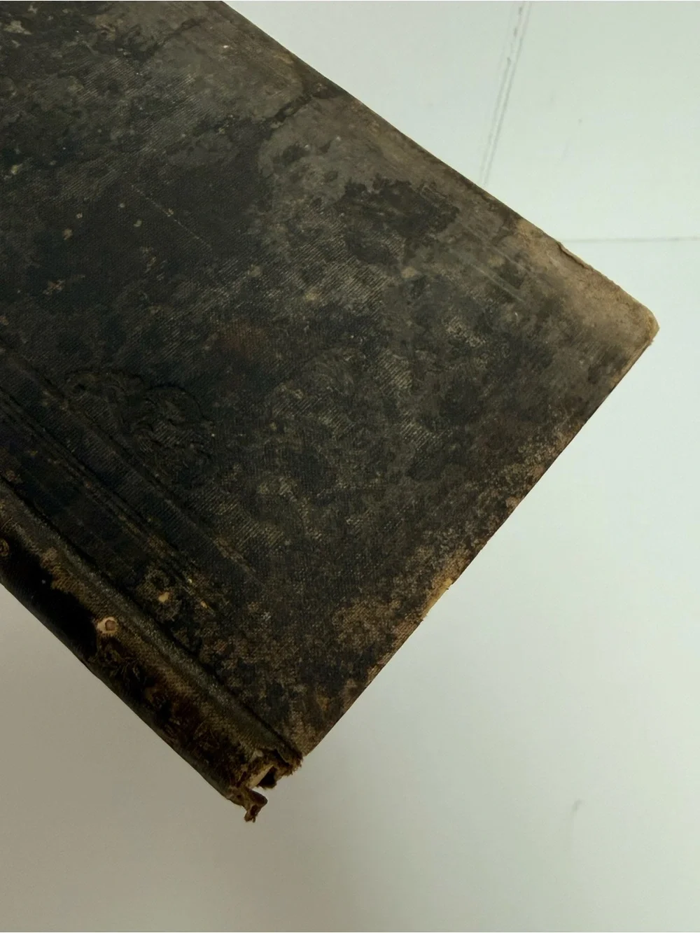 Antique 1850s Hardcover Brown Religious Text Textured Rich Rustic Home Styling